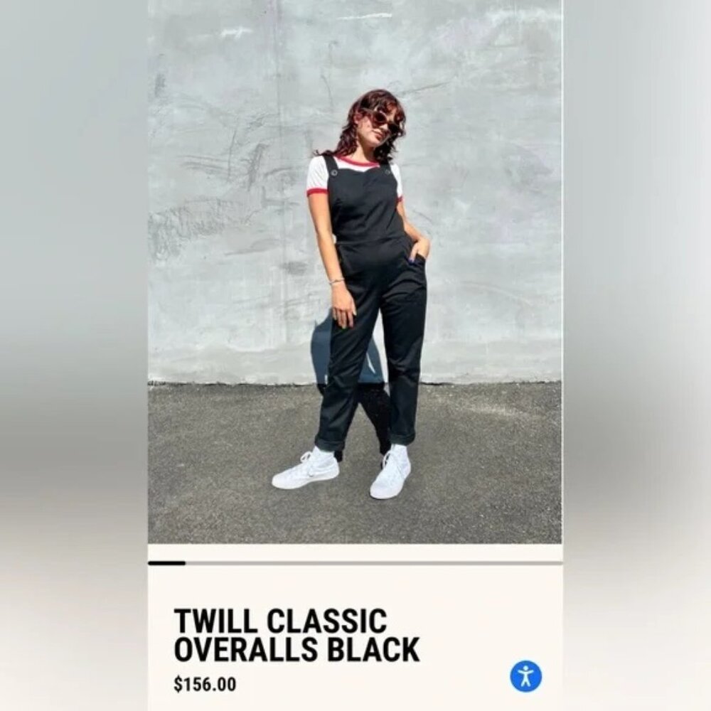 NOOWORKS TWILL CLASSIC OVERALLS BLACK POCKETS NWOT L